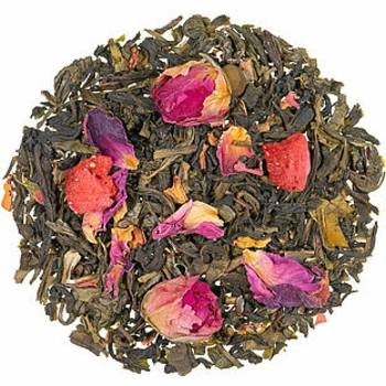 Grner Tee Rosengeflster aromatisiert mit Krutern und Fruchtstcken